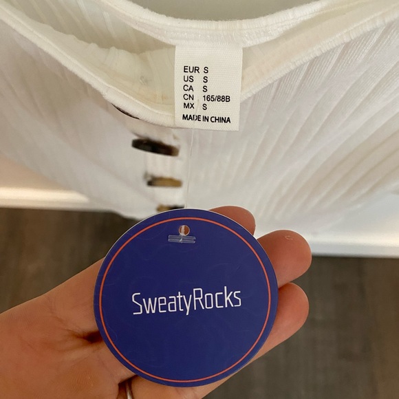 White ribbed button up tank size small S - Picture 2 of 3